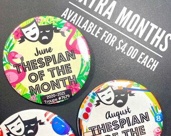 3-1/2" Thespian of the Month Button, SINGLE BUTTON, theatre kids, Thespian Troupe, Thespian Society, Holiday, Back to school, thespian gifts