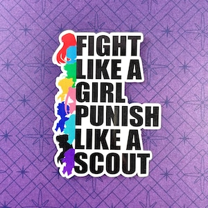 Punish Like A Scout Sticker, feminist stickers, water bottle stickers, girl power, scouts, vinyl decal, sailor, anime, moon princess
