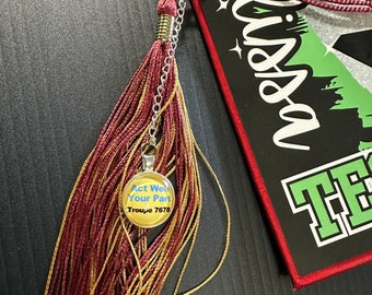 Graduation Tassel Charm, thespian society, texas thespians, cap charm, memorial charm, celebration tassel, theatre senior gifts, banquet