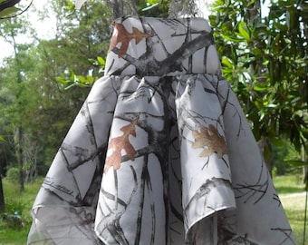 SALE! Elegant White Camo & gray Lace with matching camo sheer handkerchief sundress.