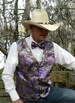 2 pc Men and Boys vest & bow tie set. with black backs. Great for weddings  TT Mc2 purple satin . #14 in fabric selection. 25 camo colors 