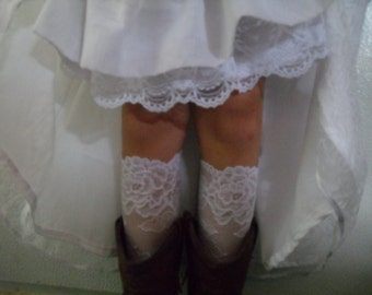 Ready to Ship ladies and girls lace boot cuffs. Will fit any size Just need calf measurement.Only white .