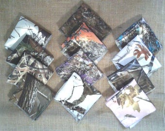 Camo Pocket squares.  boys & Men.  Many camo colors available.