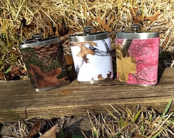 Camo Flask, 8 oz with Funnel - Groomsmen Gift