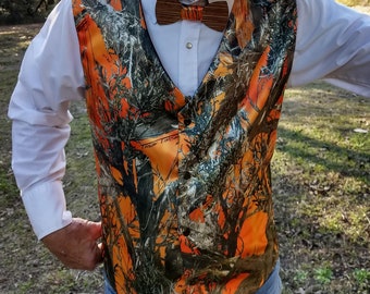 Men & boys camo vest. (Wooden Bowtie sold separate. ) Many camo colors to choose from.