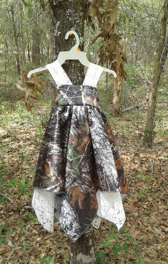 Camo Handkerchief Dress with Ivory Lace Trim