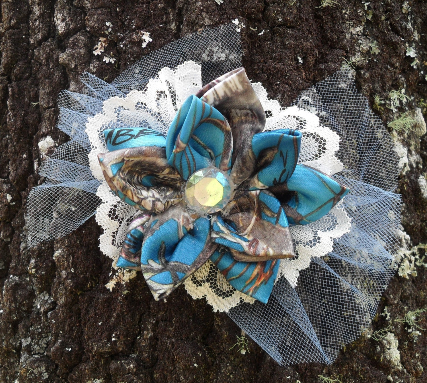Blue Mc2 TrueTimber camo & lace country cuties hair clips. Etsy