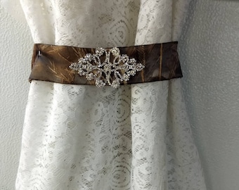 Camo Sash with rhinestone applique   19 other camo colors