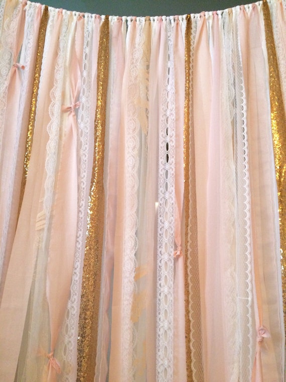 Blush Gold Garland Sequin Backdrop Glitter Ribbon Photo Prop Etsy