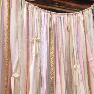 Pink Backdrop Glitter Sequin Ribbon Garland Backdrop Photo Prop White Ivory Pink Blush Sparkle Glitter