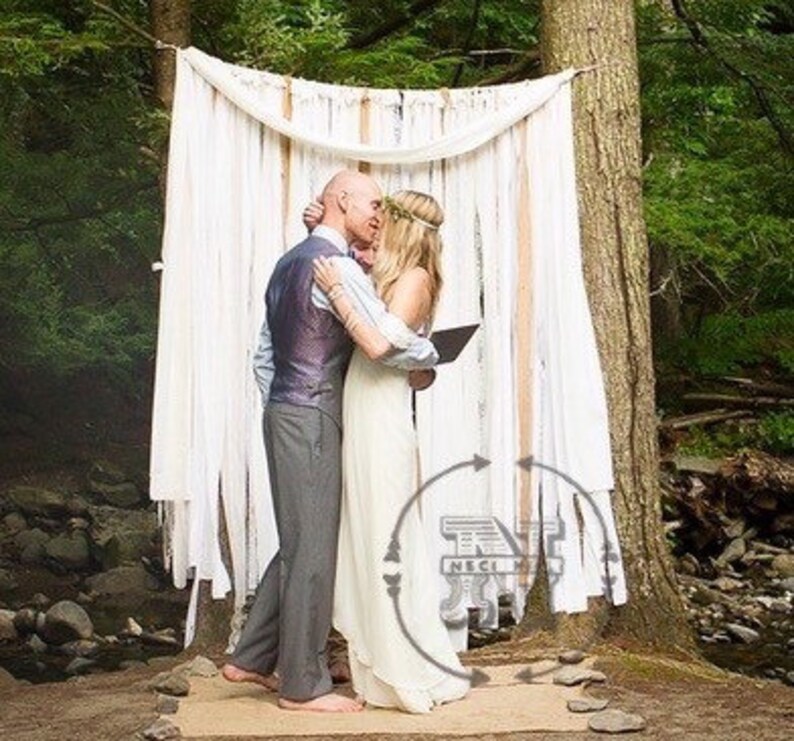 Large Wedding Backdrop Woodsy Outdoor Lace Rustic Ribbon Etsy