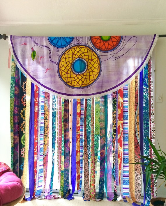 Hippie Curtains Boho Curtains Gypsy Teen Room-Dorm-Hippy Mandala Tapestry Window 