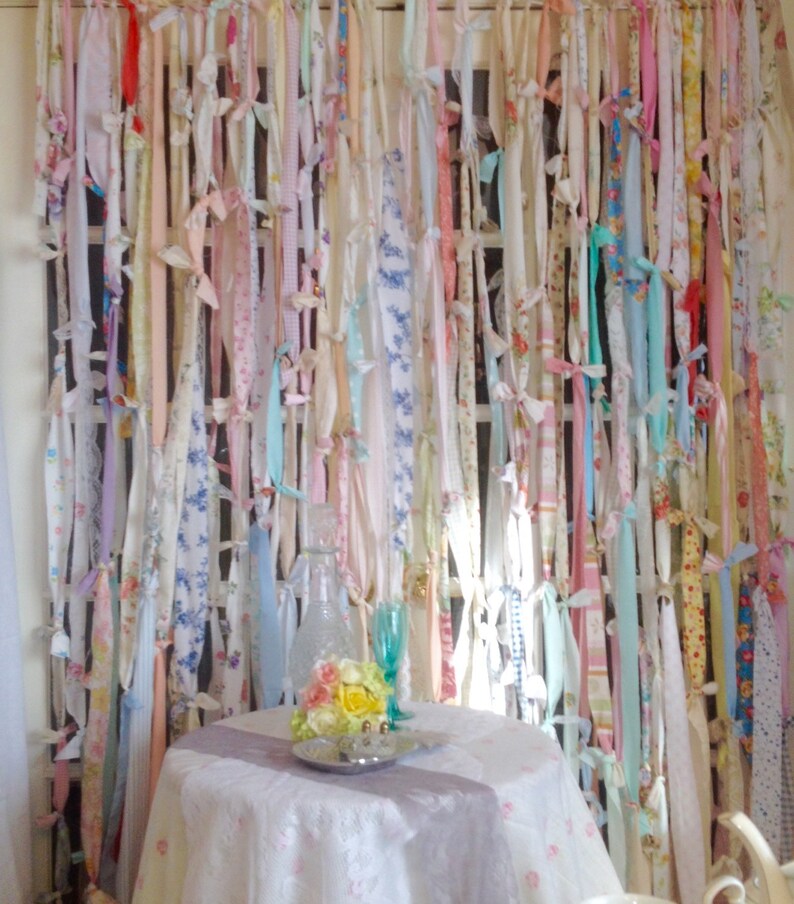 Boho Curtains Garland Rustic Shabby Chic Curtain Ribbon Junk Etsy