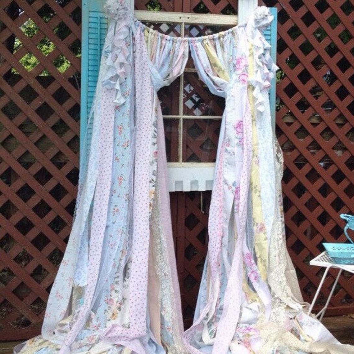Simply Shabby Chic Curtains Vintage Fabric Lace Ribbon Curtain Etsy