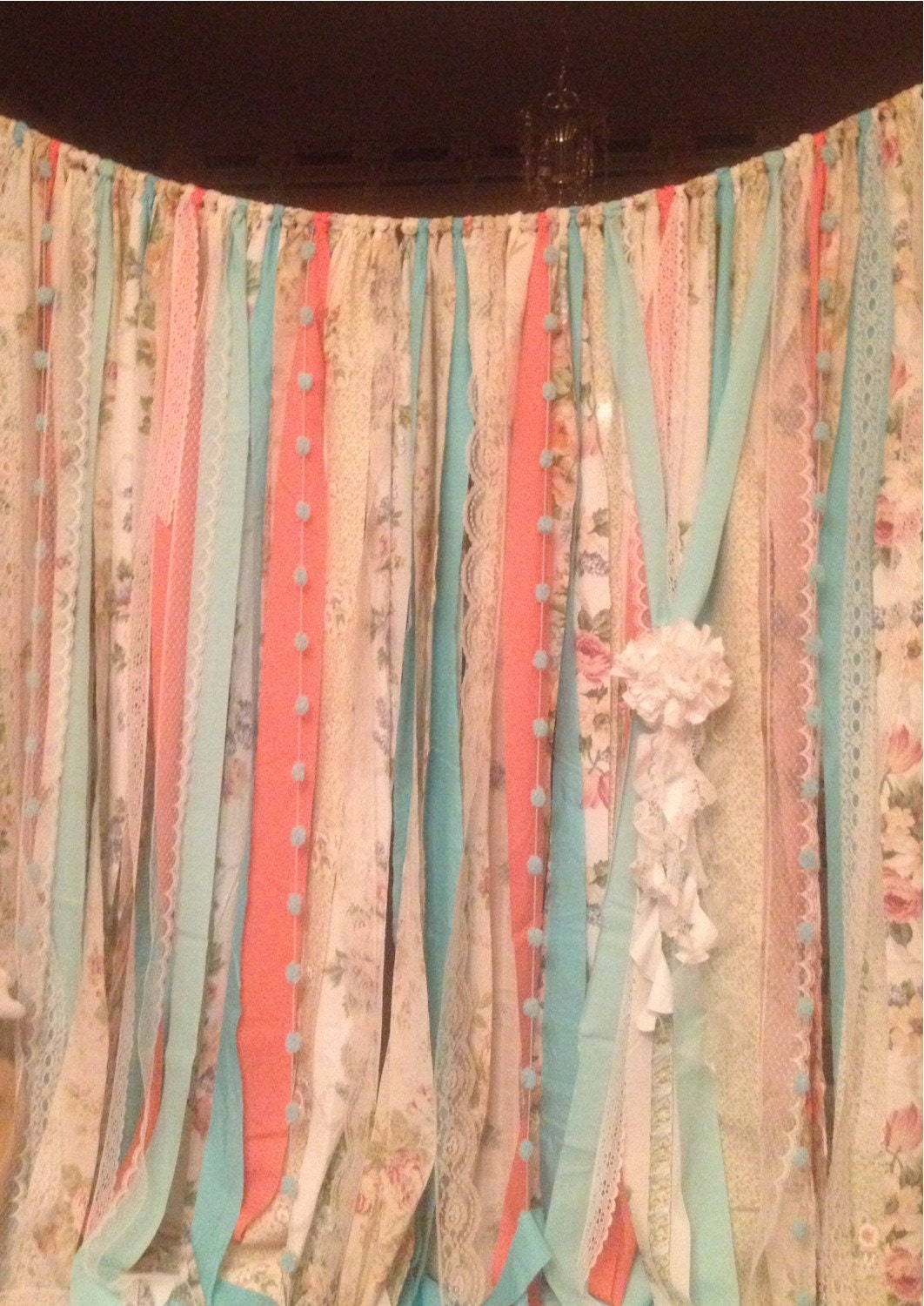 Mint Coral Aqua Teal Rag Curtain Ribbon Garland Lace And Etsy Mint Coral Aqua Teal Rag Curtain Ribbon Garland Lace And Etsy