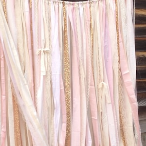 Blush Backdrop 8x8 Champagne Sequin Pink Garland Glitter Ribbon Curtain Blush Sparkle Wedding Baby Shower Party Cake Table Birthday