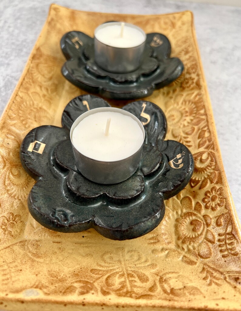 Shabbat Candles,Shabbat Candles Tray,Shabbat Candles Holder Set,Shabbat Candles Set,Jewish Wedding Gift,Bat Mitzvah,Judaica,Sabbath,Shabbat image 10