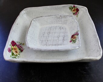 Ceramic Bowl,Serving Dish,Serving Bowl,Vintage,Floral,Serving Dishes,Baking Dish,Serving Platter,Wedding Gift,Serve Bowl,Rustic,Fruit Bowl