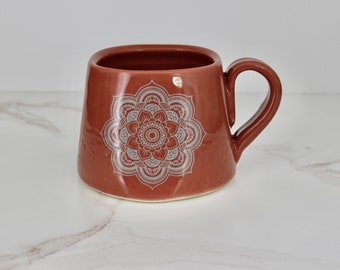 Mug,Mugs,Pottery Mug,Teacup,Stoneware,Handmade Pottery,Coffee,Tea,Mandala,Large Coffee Mug,Mug Gift,Mandala Art,Boho,Unique Personal Gift