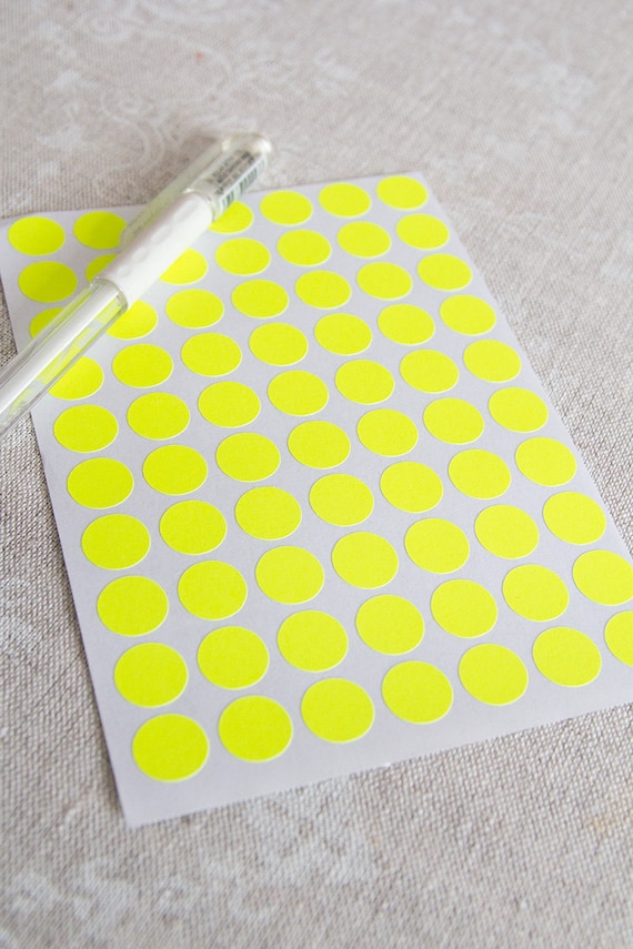 70 yellow neon sticker 0 5 circle stickers dot paper etsy