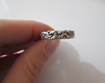 Dicken Seil Vintage Sterling Silber handgefertigte Bandring, Größe 8