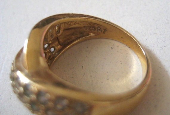 Vintage Gold over sterling silver ring with CZ, s… - image 5