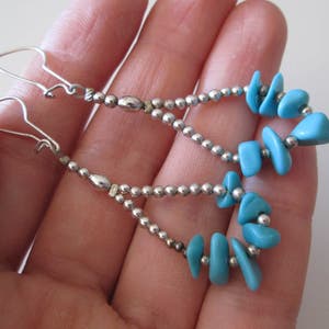 Turquoise Sterling silver vintage handcrafted Dangle earrings