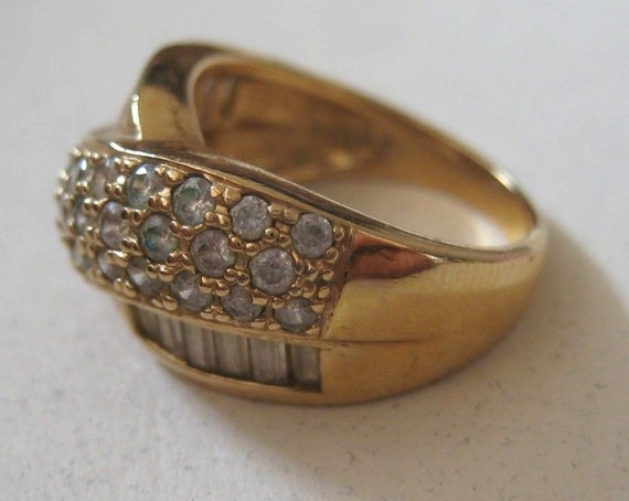 Vintage Gold over sterling silver ring with CZ, s… - image 1