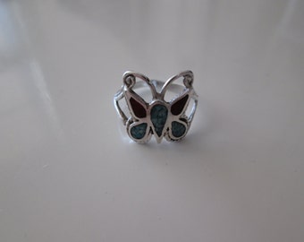 Sterling silver Vintage Butterfly band ring, size 6
