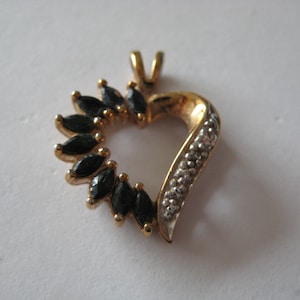 Gold over 925 Sterling Silver Vintage Sapphire Heart pendant