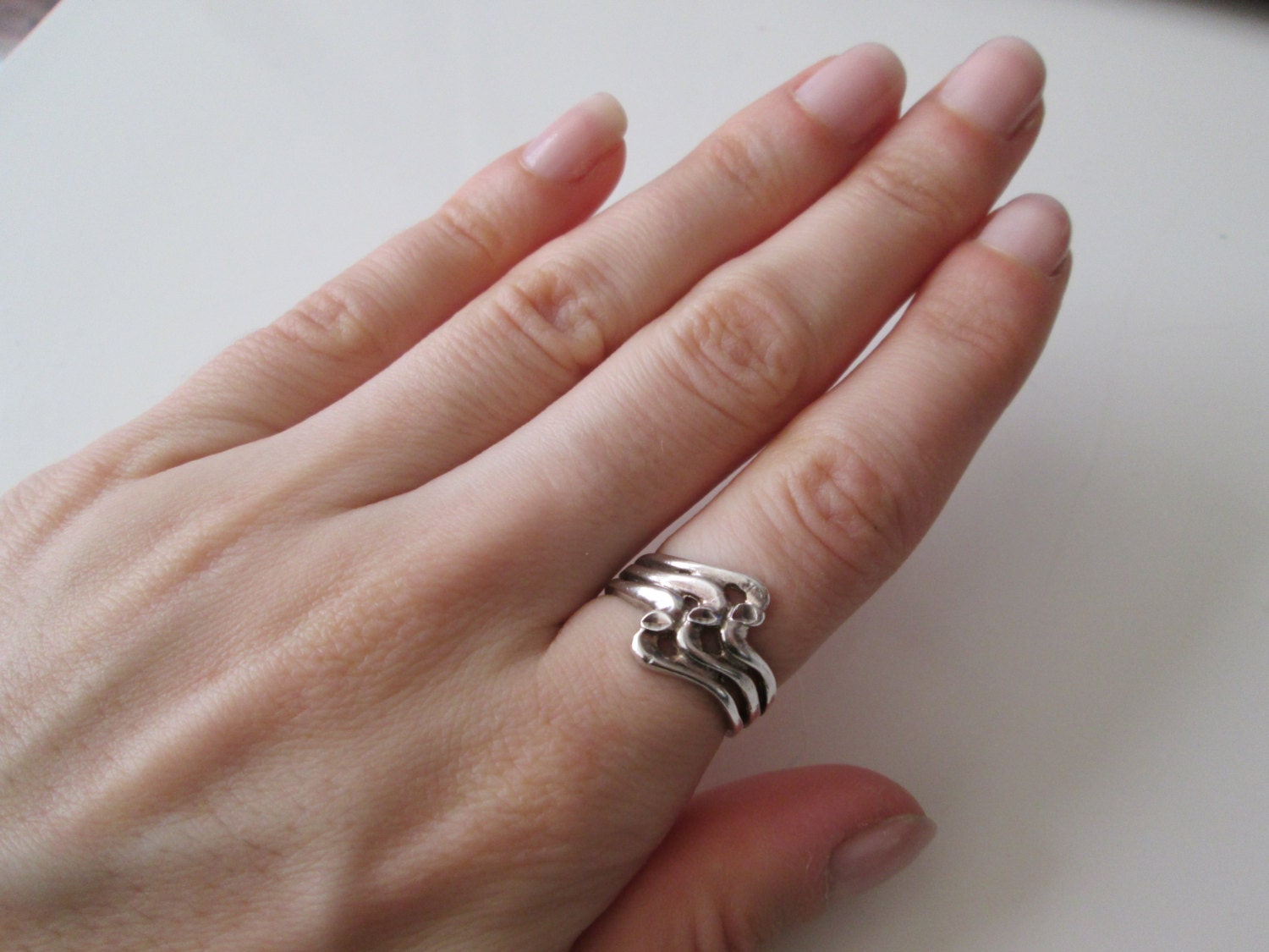 925 Sterling Silver Vintage Carved Wave Ring, Size 7 - Etsy
