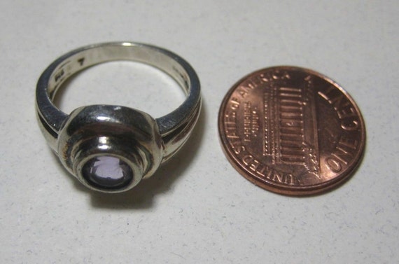 Purple CZ vintage sterling silver ring, size 6.5 - image 4