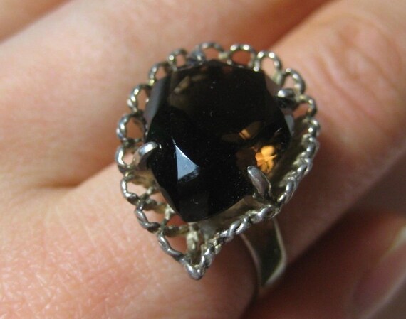 Leaf Vintage Sterling Silver Clear Brown Smoky Quartz Ring Leaf Vintage Sterling Silver Clear Brown Smoky Quartz Ring