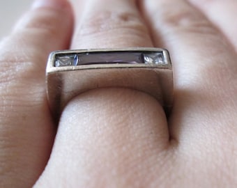 Amethyst Sterling silver vintage Band Ring, size 6.5