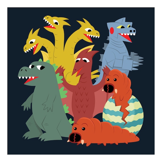 Cartoon Kaiju 11x11 Print - Etsy