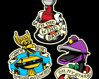 MST3K Sticker set 1: Tom Servo, Crow and GPC flash tattoo style stickers