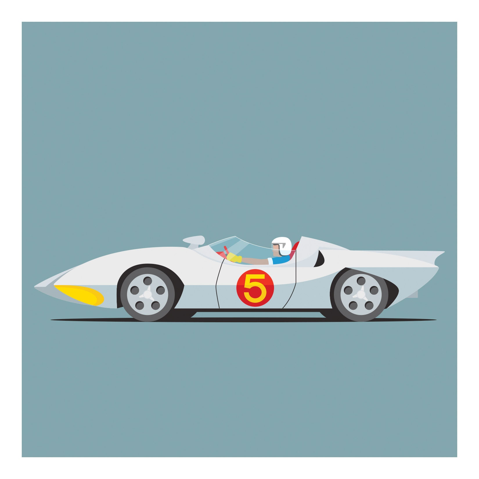 Speed Racer Mach 5 Watercolor Art Print 