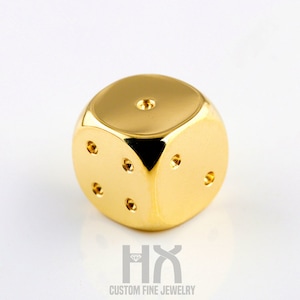 ソリッド 18k ゴールド ダイス ダイス (ダイス 1 個の価格)/HX 遊び心のあるアクセサリー/カスタム ファイン ジュエリー/パーソナライズ デザイン/ユニークなギフト