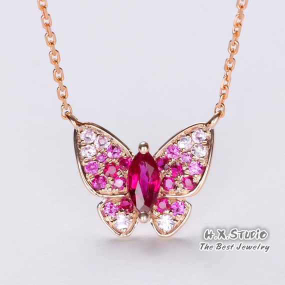 Pink Butterfly Necklace | Vanity Deluxxe