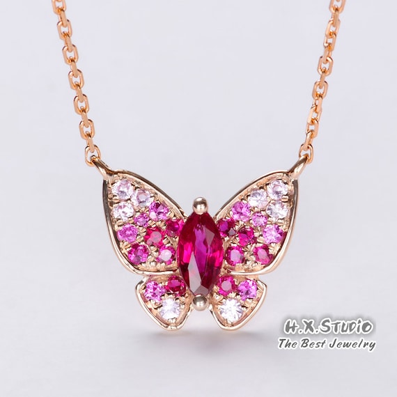Ruby butterfly necklace deals