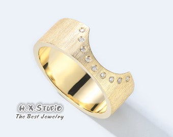 Diamond Ring Guard in Solid 18k Gold/Nesting Wedding Band/Ring Enhancer/Custom Jewelry/Personalization Design/Gift for Women and Girls