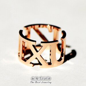 Anillo de nombre de diamante en oro sólido de 18k / joyería personalizada / diseño de personalización / anillo de monograma inicial / anillo de nombre de impresión 3D / anillos de parejas