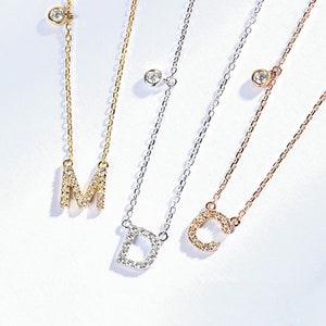 Diamond Letter Pendant in Solid 18k Gold/Diamond Name Neckalce/Custom Jewelry/Personalization Design/Gift for Women and Girls