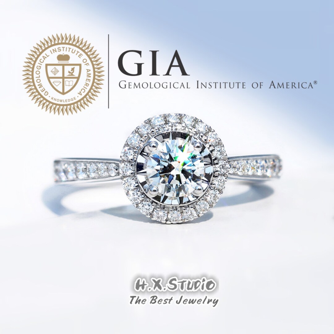 GIA Cert Round Diamond Engagement Ring, Solitaire