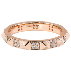 Rivet Style Pyramid Studded Diamond Ring in Solid 18k Gold/Men and Women Wedding Ring/Custom Fine Jewelry