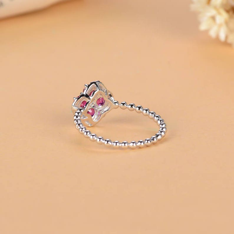 Ruby Diamond Lucky Clover Ring in Solid 18k Gold/diamond Ruby Wedding ...