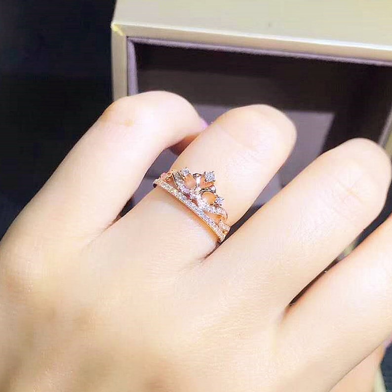 Diamond Tiara Ring in Solid 18K Gold Diamond Crown Ring Etsy