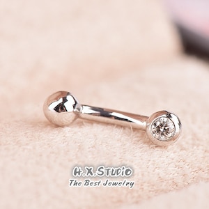 Diamant Bauchnabel Ring aus massivem 18k Gold/Nabel Ring/Piercing Körperschmuck/Individualisierungsschmuck/Personalisierung Design/Geschenk für Frauen und Mädchen