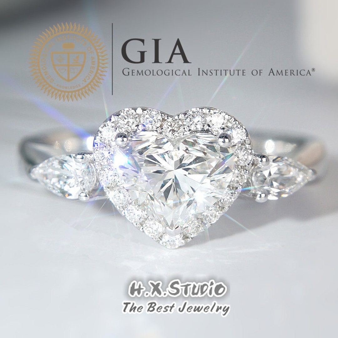 Heart Gia Diamond Jewellery GIA Cert Heart Diamond Engagement Ring