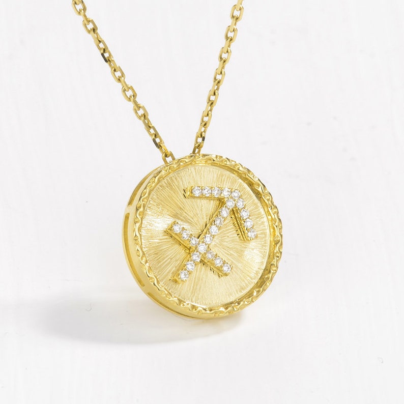 Diamond 12 Zodiac Sign Charm Pendant in Solid 18k Gold/Custom Etsy